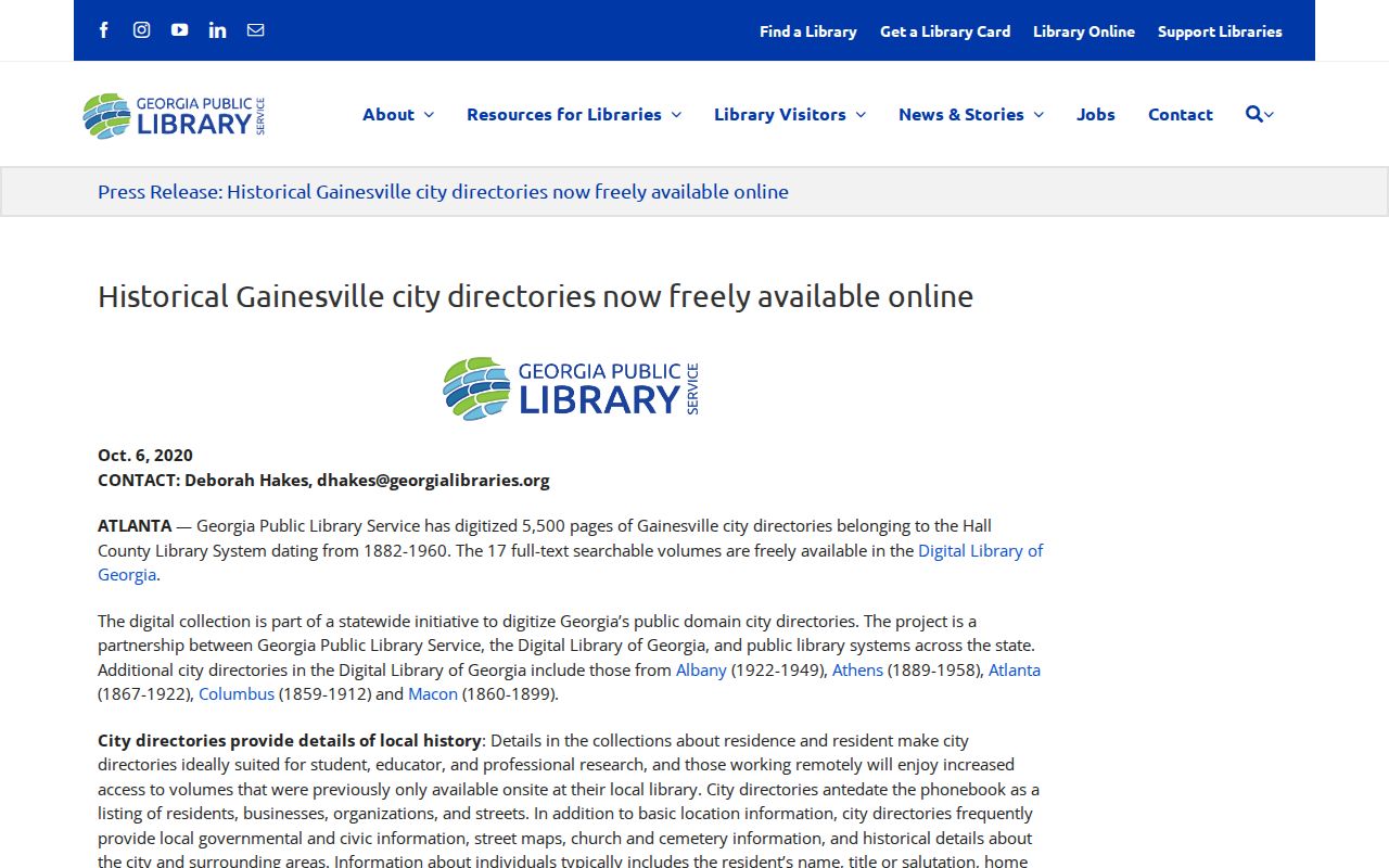 Hall County city directory Gainesville digitization project