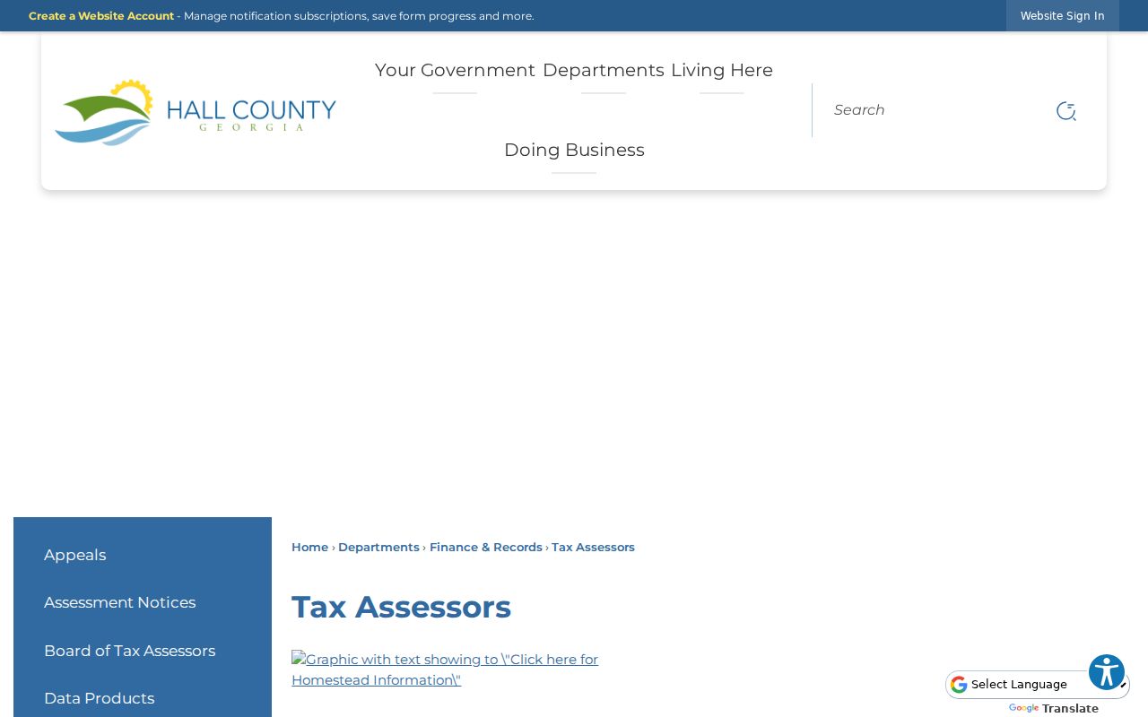 Hall County residents directory Tax Assessors page