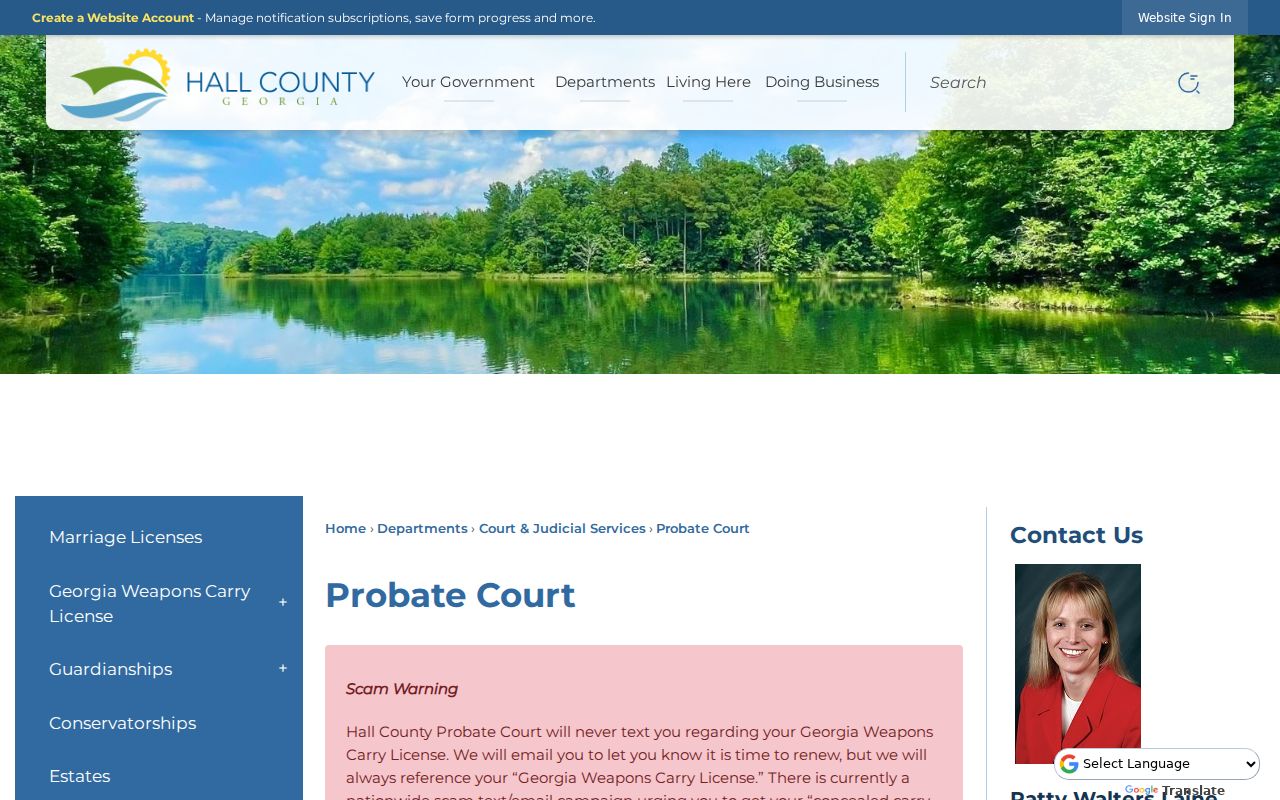 Hall County residents directory Probate Court overview