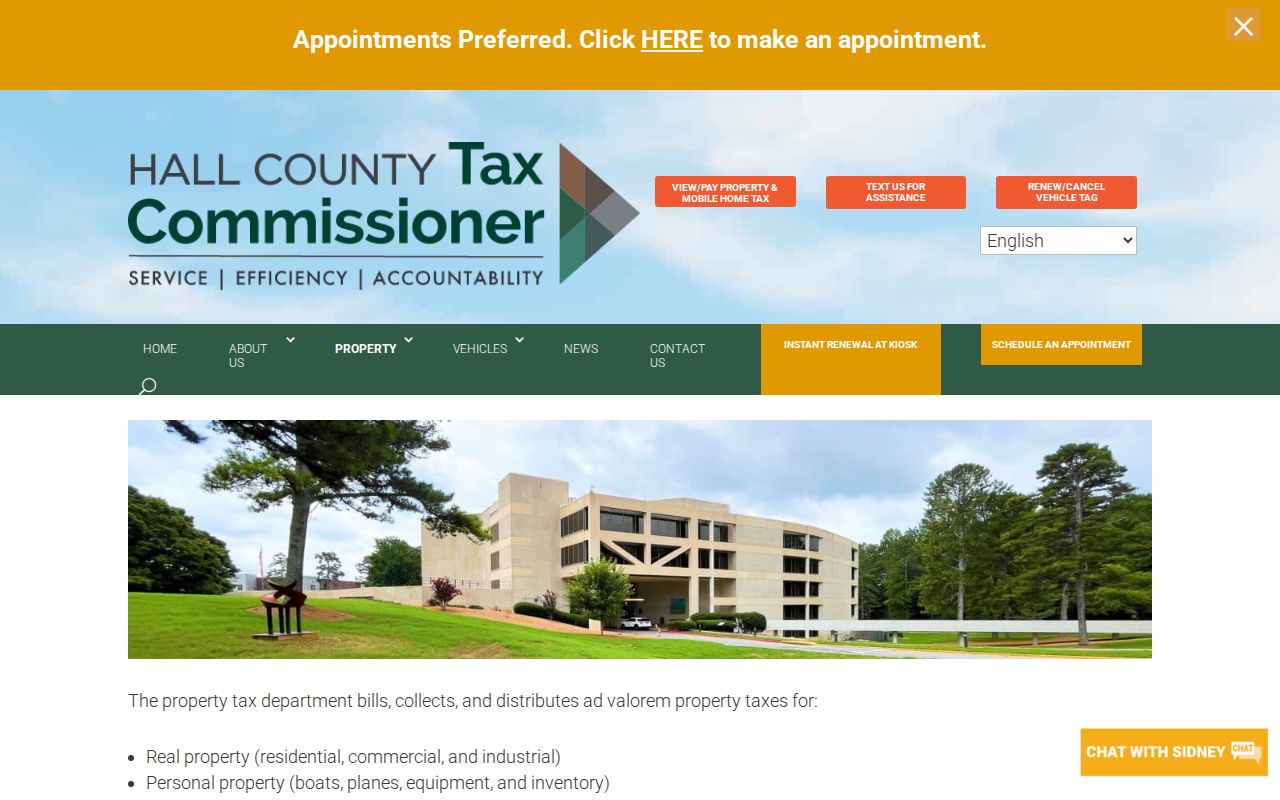 Hall County street directory property tax information